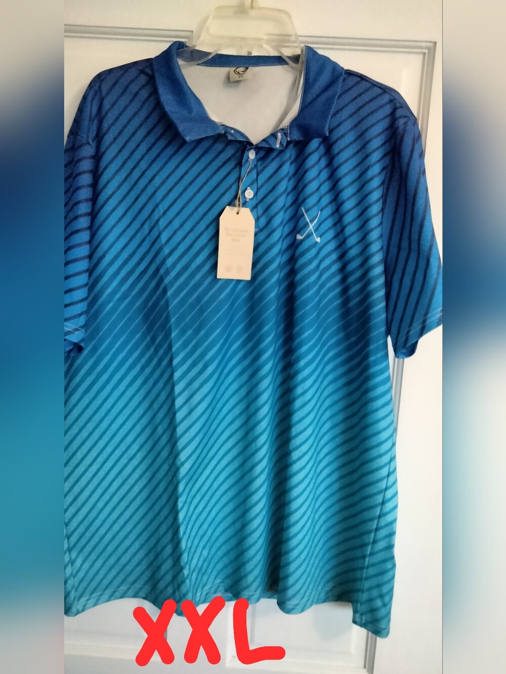 Hardaddy Men's Blue Gradient Diagonal-Stripe Polo